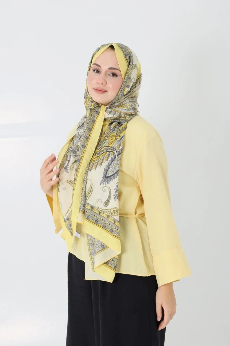 Sarı Loryan Scarf Diamond Mimoza Şal