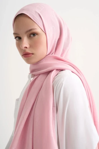 ŞEKER PEMBE Carell Monogram Desen Liora Pamuk Şal