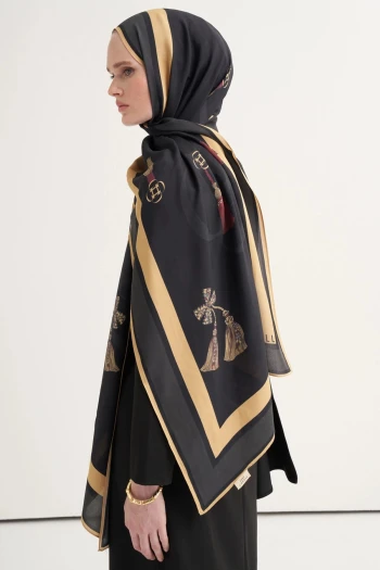 SİYAH Carell Tassel Floş Şal
