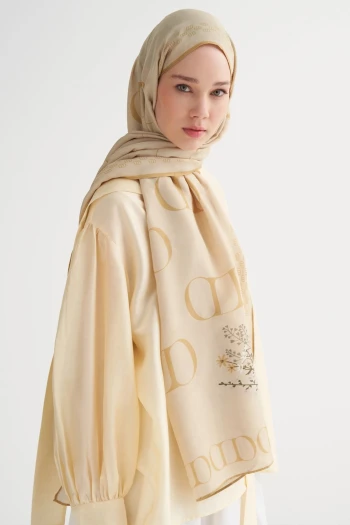 Soft Sarı Carell Elegance Monogram Floş Şal