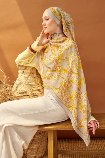 GRİ Silk Home Riva Tencel Paisley Şal