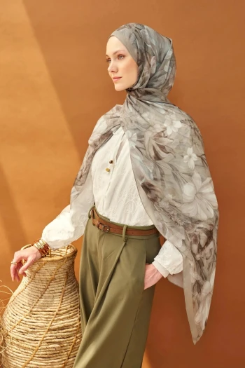GRİ Silk Home Riva Wild Flower Tencel Şal