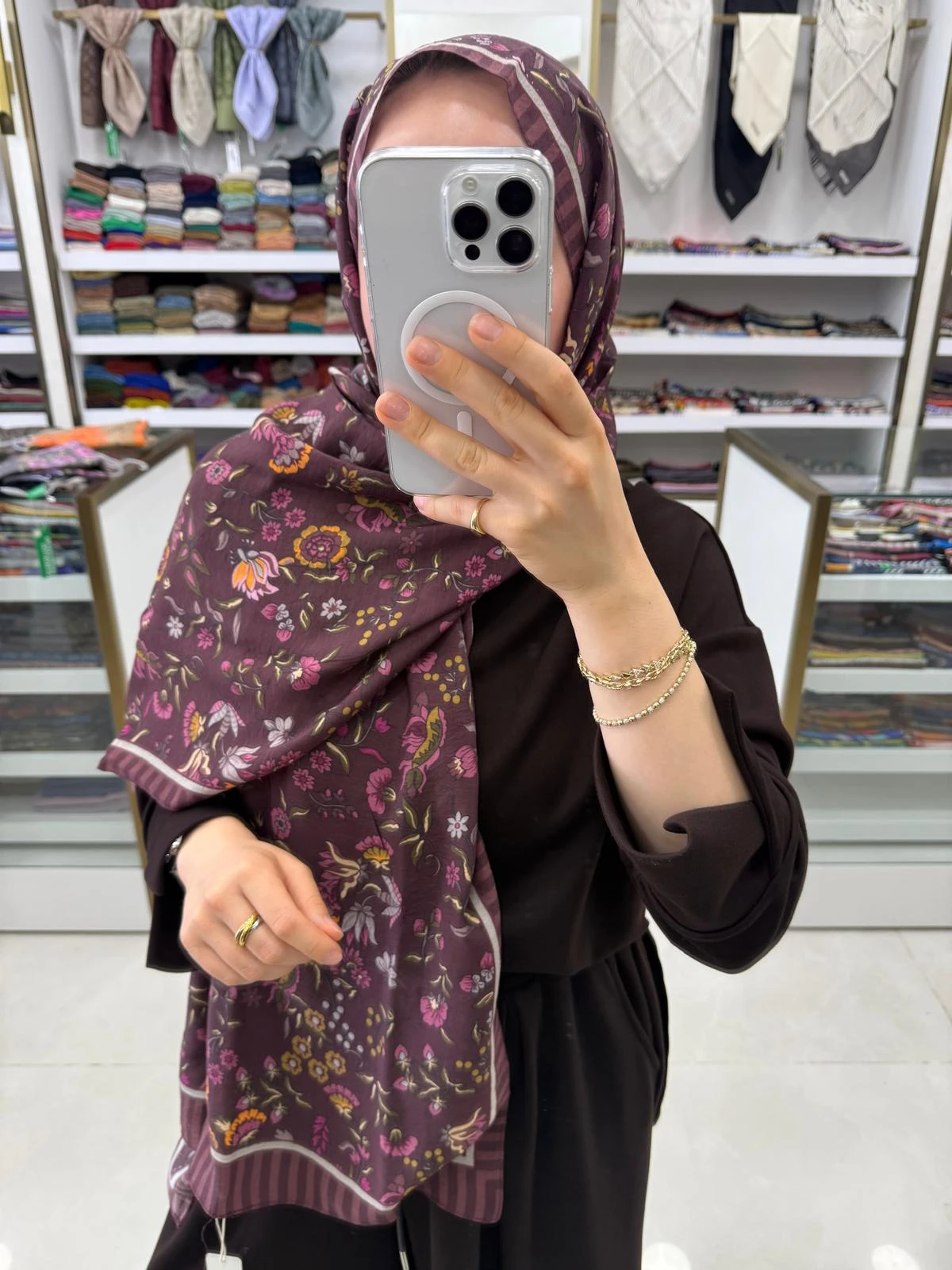 Koyu Mürdüm Fenza Scarf Beech Modal Şal 4