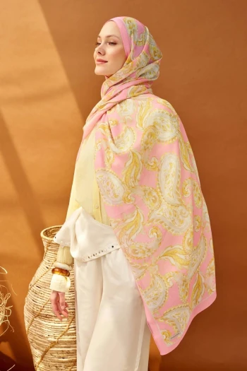 Toz Pembe Silk Home Riva Tencel Paisley Şal