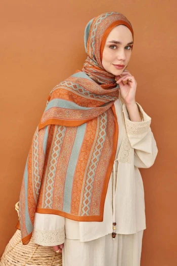 Turuncu Silk Home Riva Ethnic Way Tencel Şal