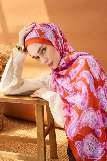 Turuncu Silk Home Riva Tencel Paisley Şal
